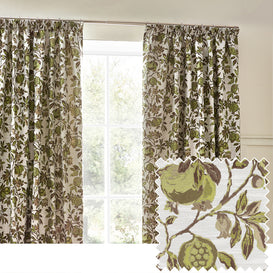 Wylder Pomegranate Pencil Pleat Curtains in Green