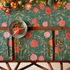 Paoletti Pomegranate Set of 4 Christmas Festive Placemats in Green