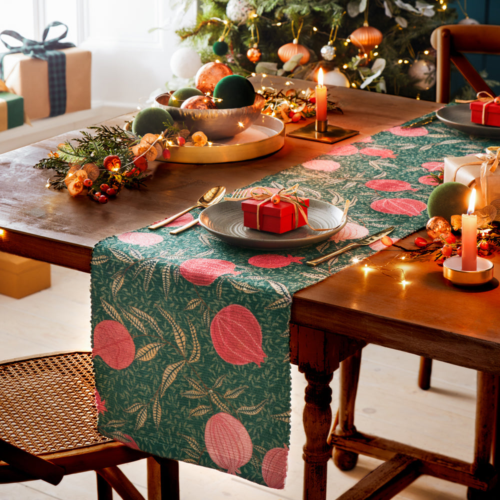 Pomegranate Table Runner Green