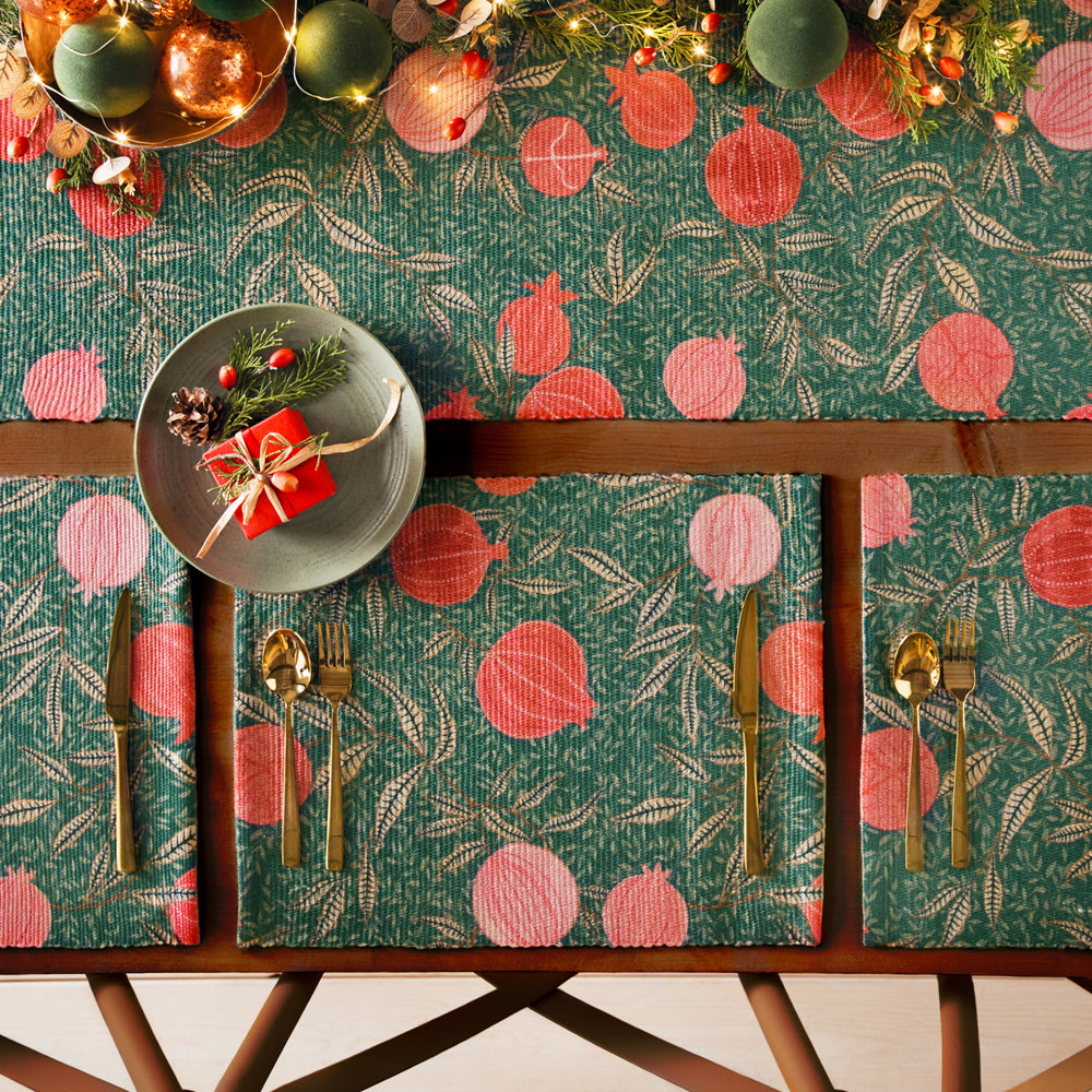 Pomegranate Table Runner Green