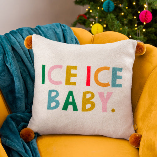 furn. Pom-Poms Ice Ice Baby Cushion Cover in Multi