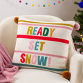 furn. Pom-Poms Ready Set Snow Cushion Cover in Multicolour