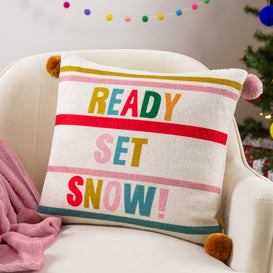furn. Pom-Poms Ready Set Snow Cushion Cover in Multi