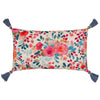 Wylder Posies Floral Tasselled Cushion Cover in Blue/Pink