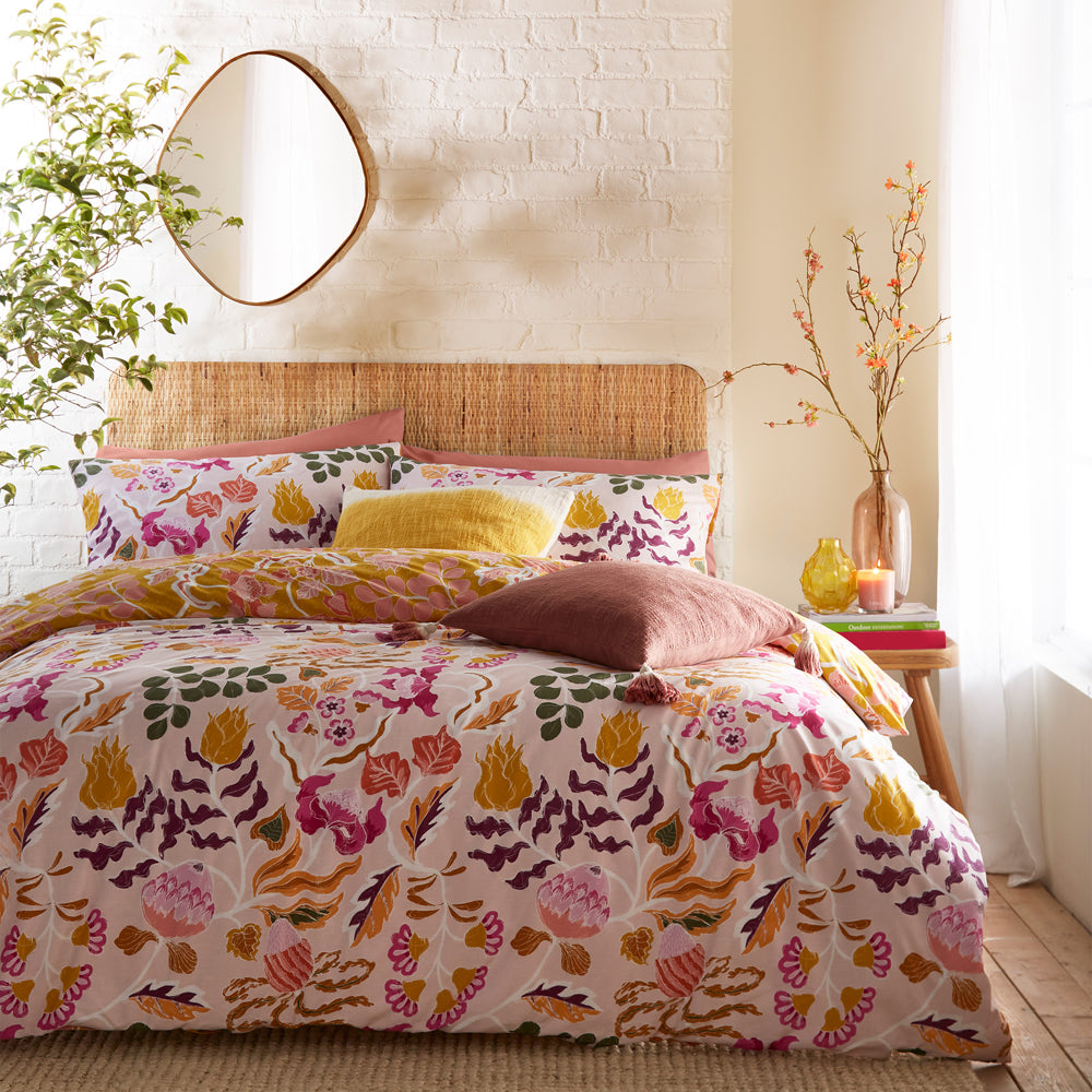 Floral Purple Bedding - Protea Printed Abstract Floral Duvet Cover Set Pink furn.
