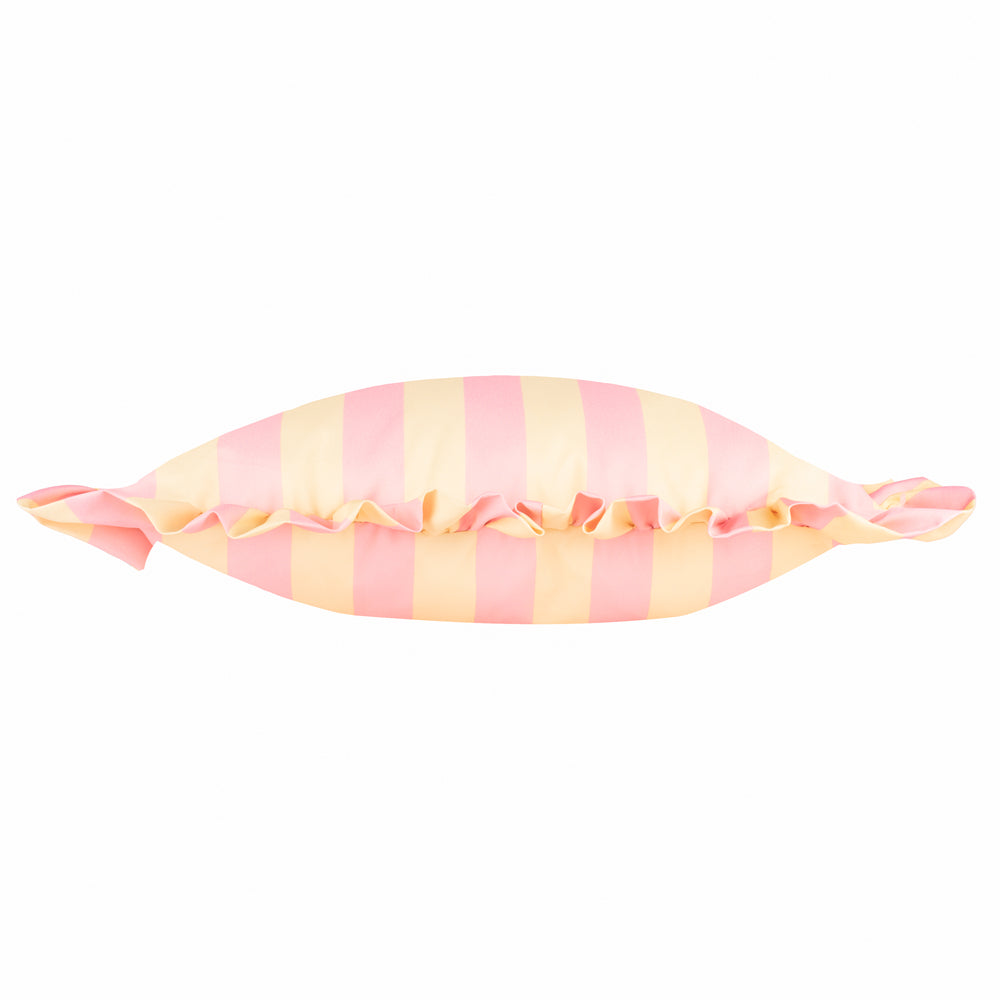 Palm Royale Stripe Ruffle Printed Outdoor Cushion Pink/Yellow
