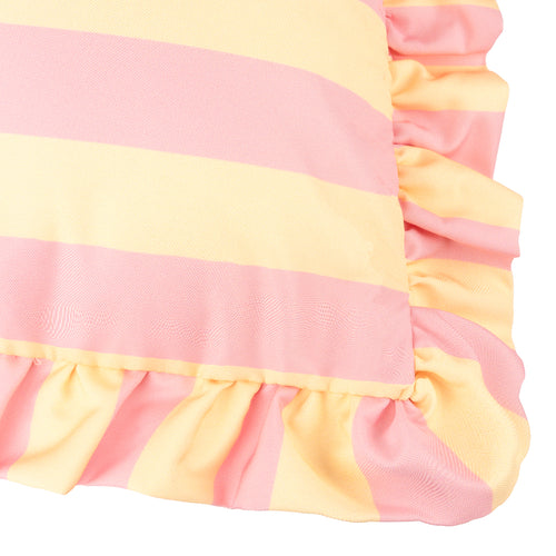 Palm Royale Stripe Ruffle Printed Outdoor Cushion Pink/Yellow