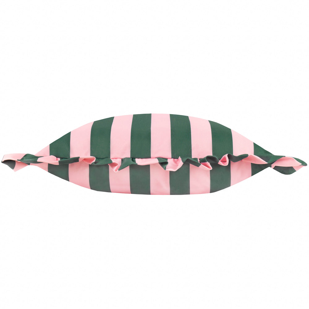 Palm Royale Stripe Ruffle Printed Outdoor Cushion Pink/Green