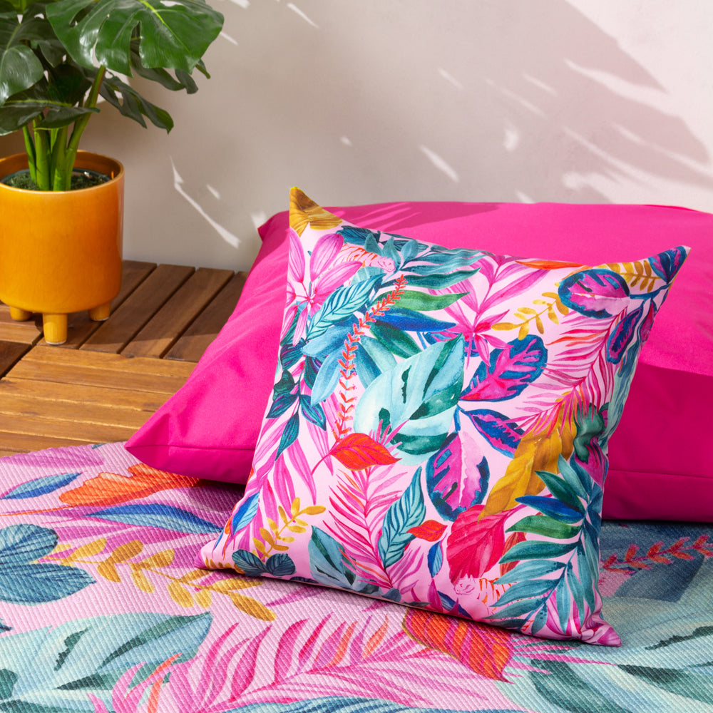 Psychedelic Jungle Outdoor Cushion Hot Pink