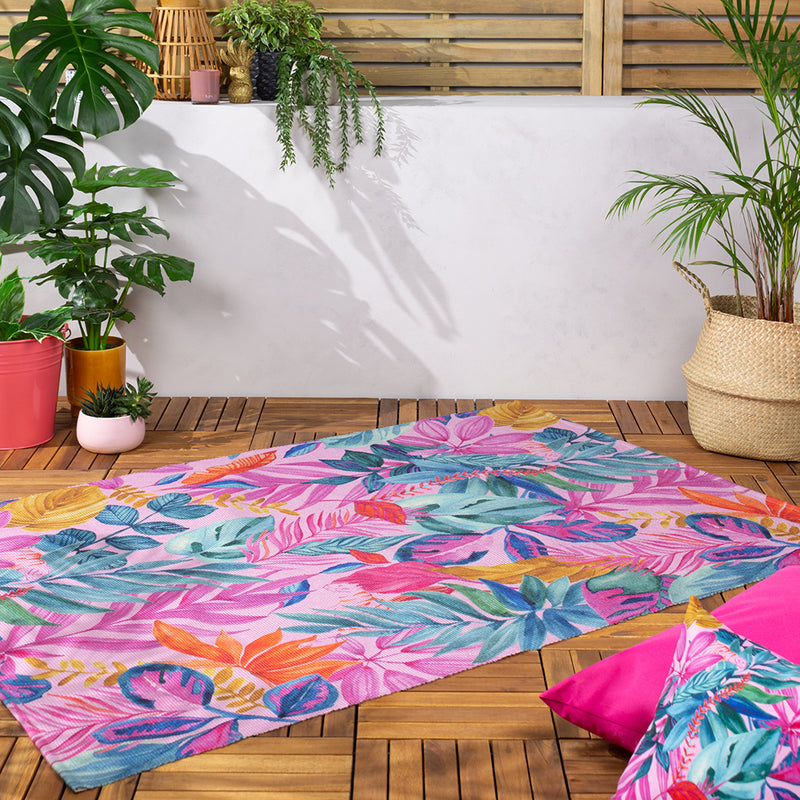 Jungle Pink Rugs - Psychedelic Jungle 120x170cm Indoor/Outdoor Rug Pink furn.