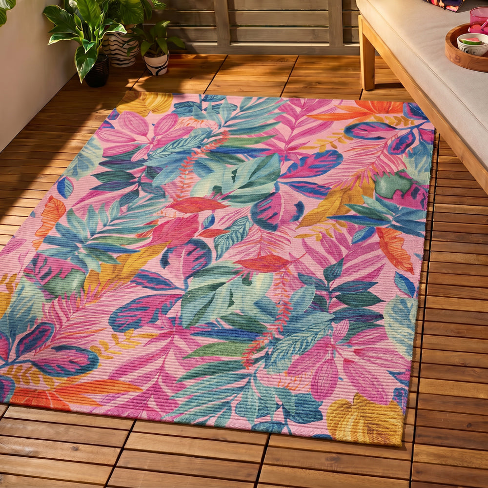 Psychedelic Jungle 120x170cm Outdoor Washable Rug Pink