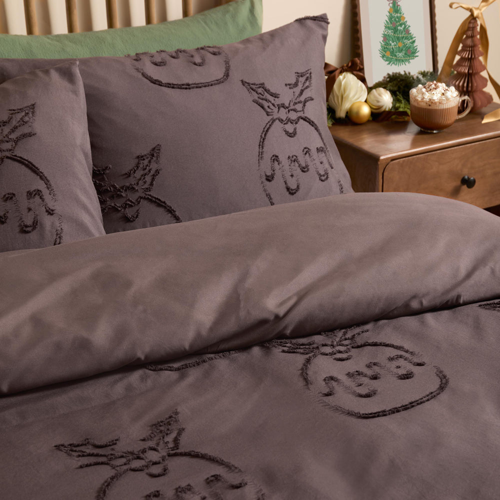 Pudding Soft Tufted Christmas Duvet Cover Set Chocolate