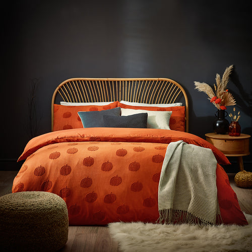 Abstract Orange Bedding - Pumpkin Tufted Halloween Duvet Cover Set Spice furn.