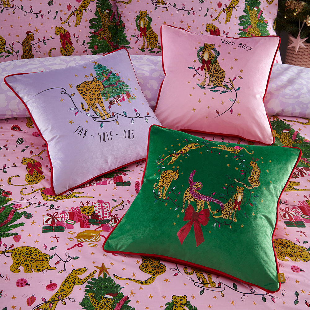 Purrfect Christmas Duvet Cover Set Pink/Lilac