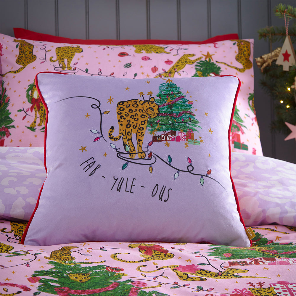 Purrfect Christmas Duvet Cover Set Pink/Lilac