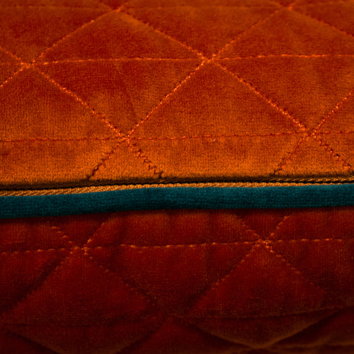 Geometric Orange Cushions - Quartz Quilted  Cushion Cover Jaffa Orange/Teal Paoletti