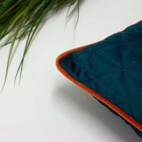 Geometric Blue Cushions - Quartz Rectangular Quilted  Cushion Cover Teal/Jaffa Paoletti