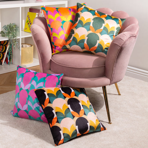 Abstract Orange Cushions - Raeya Art Deco Cushion Cover Neon heya home