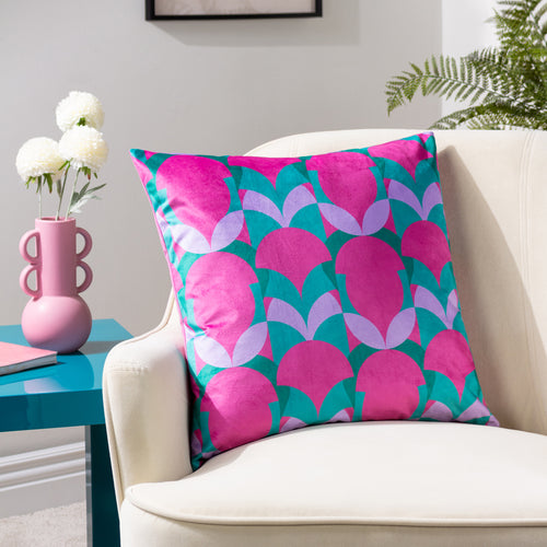 Abstract Pink Cushions - Raeya Art Deco Cushion Cover Pink/Jade heya home