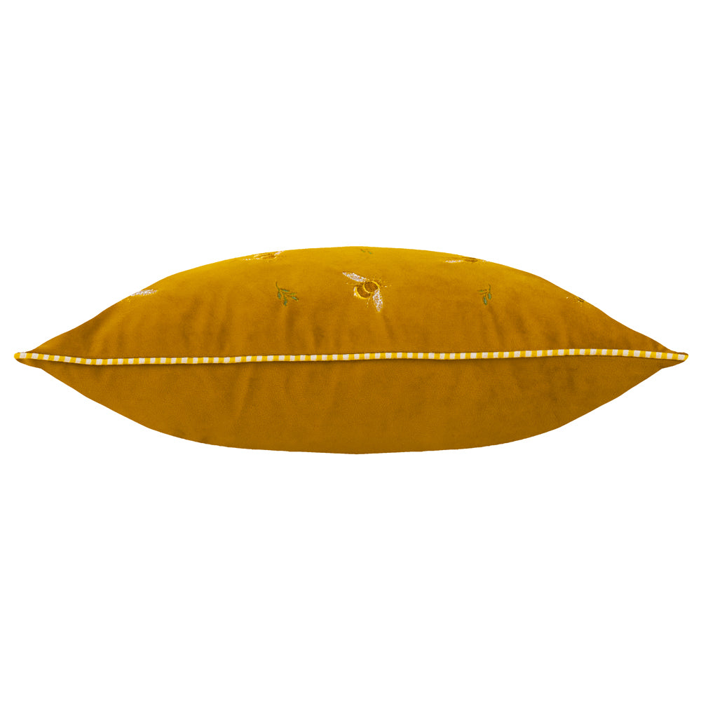 Ramble Bees Embroidered Velvet Cushion Honey
