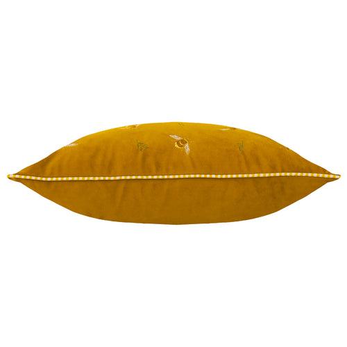 Ramble Bees Embroidered Velvet Cushion Honey