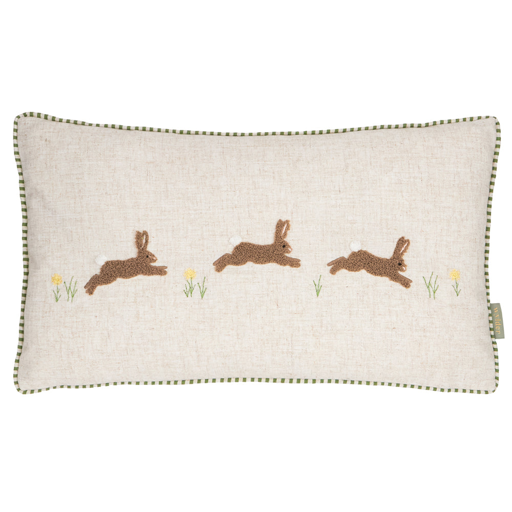 Ramble Hares Tufted Cushion Sage