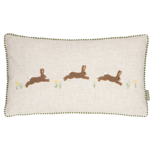 Animal Green Cushions - Ramble Hares Tufted Polyester Filled Cushion Sage Wylder