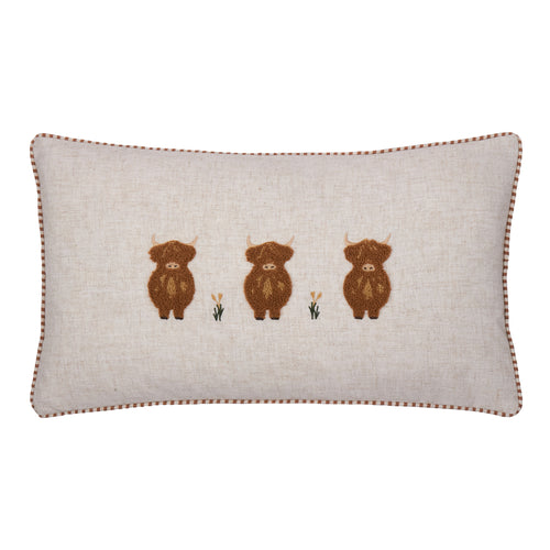 Animal Orange Cushions - Ramble Highland Cow Tufted Cushion Cover Ginger Wylder