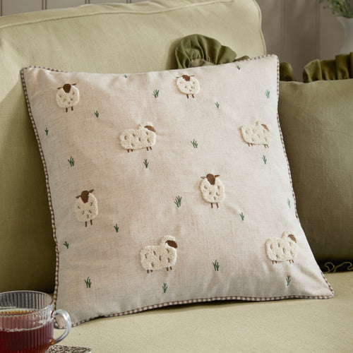 Animal Beige Cushions - Ramble Sheep Tufted Cushion Cover Natural Wylder