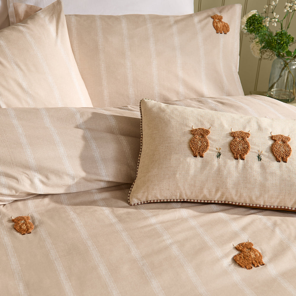 Ramble Highland Cows Duvet Cover Set Natural