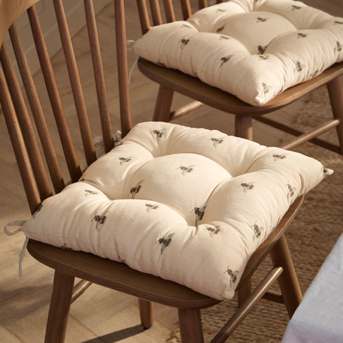 Animal Beige Cushions - Ramble Bumble Bee 2 Pack Cotton Slub Seat Pads Natural Wylder