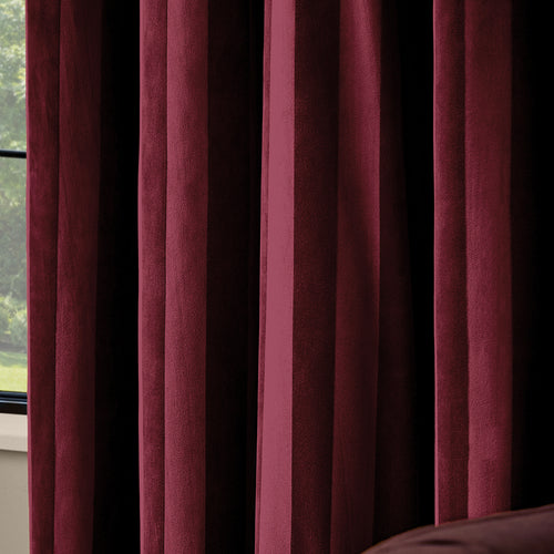 Regency Stripe Velvet Fully Lined Eyelet Curtains Burgundy