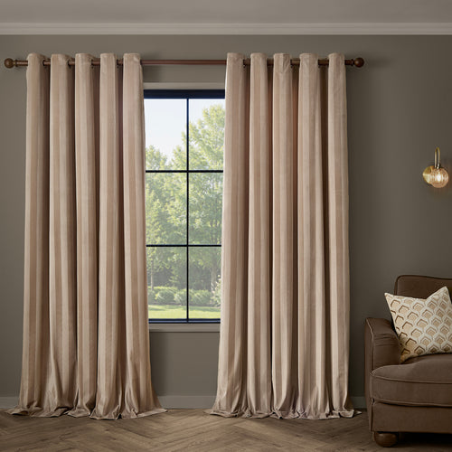 Regency Stripe Velvet Fully Lined Eyelet Curtains Grey