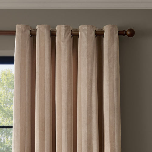 Regency Stripe Velvet Fully Lined Eyelet Curtains Grey