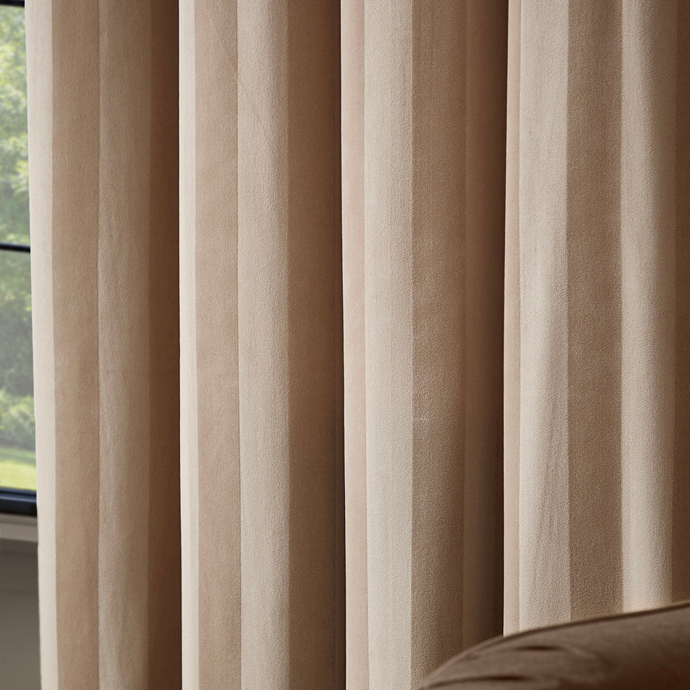 Regency Stripe Velvet Fully Lined Eyelet Curtains Grey