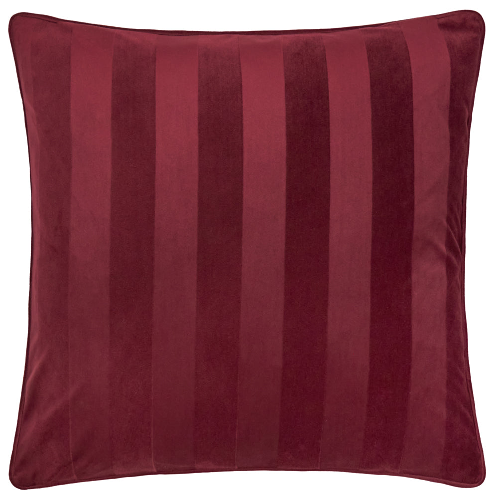 Striped Red Cushions - Regency Stripe Velvet Cushion Cover Burgundy Paoletti