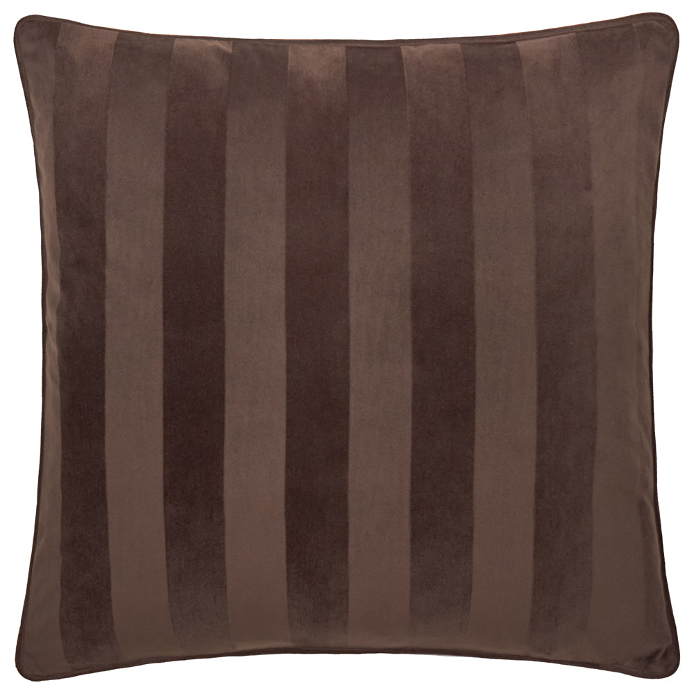 Striped Brown Cushions - Regency Stripe Velvet Cushion Cover Chocolate Paoletti
