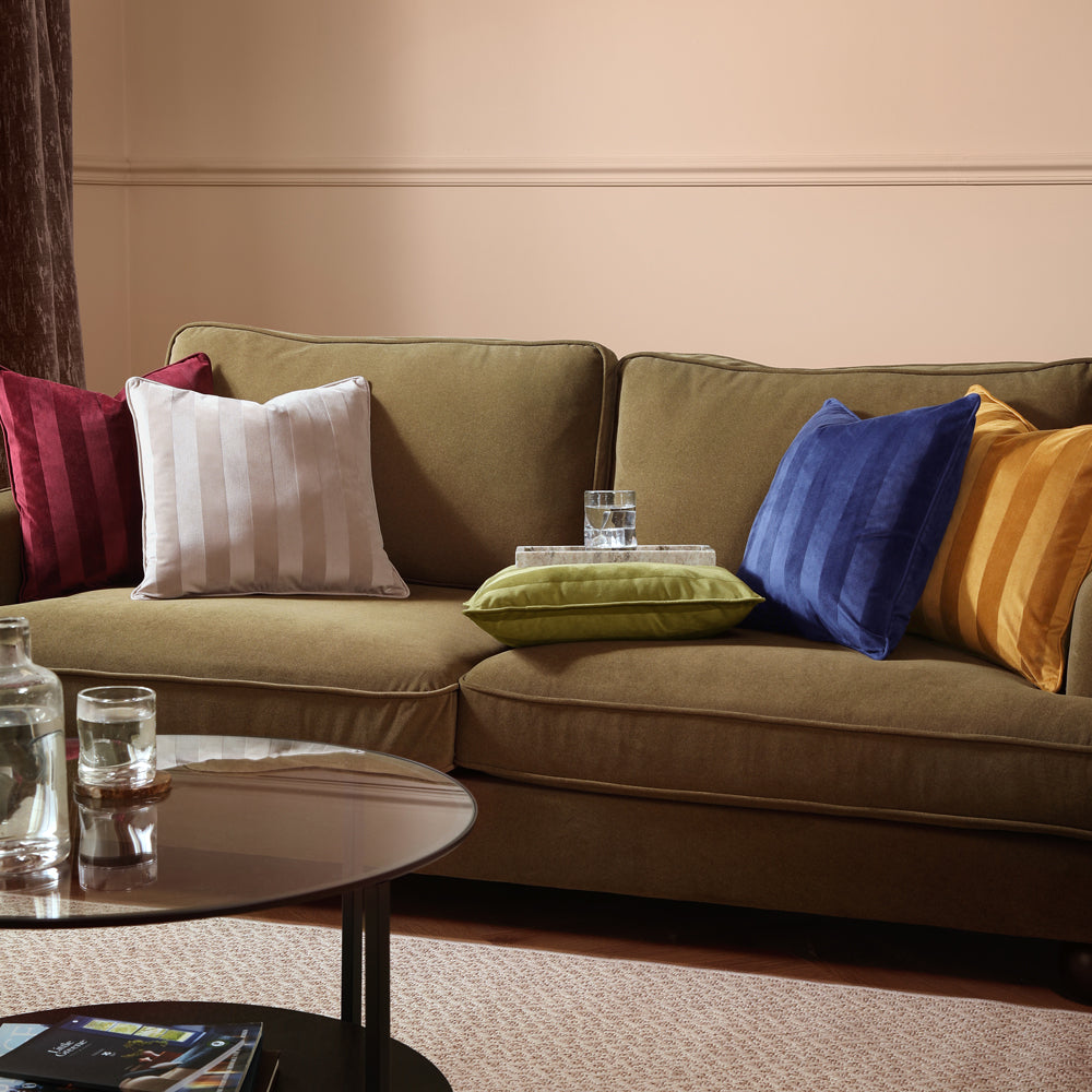 Regency Stripe Velvet Cushion Grey