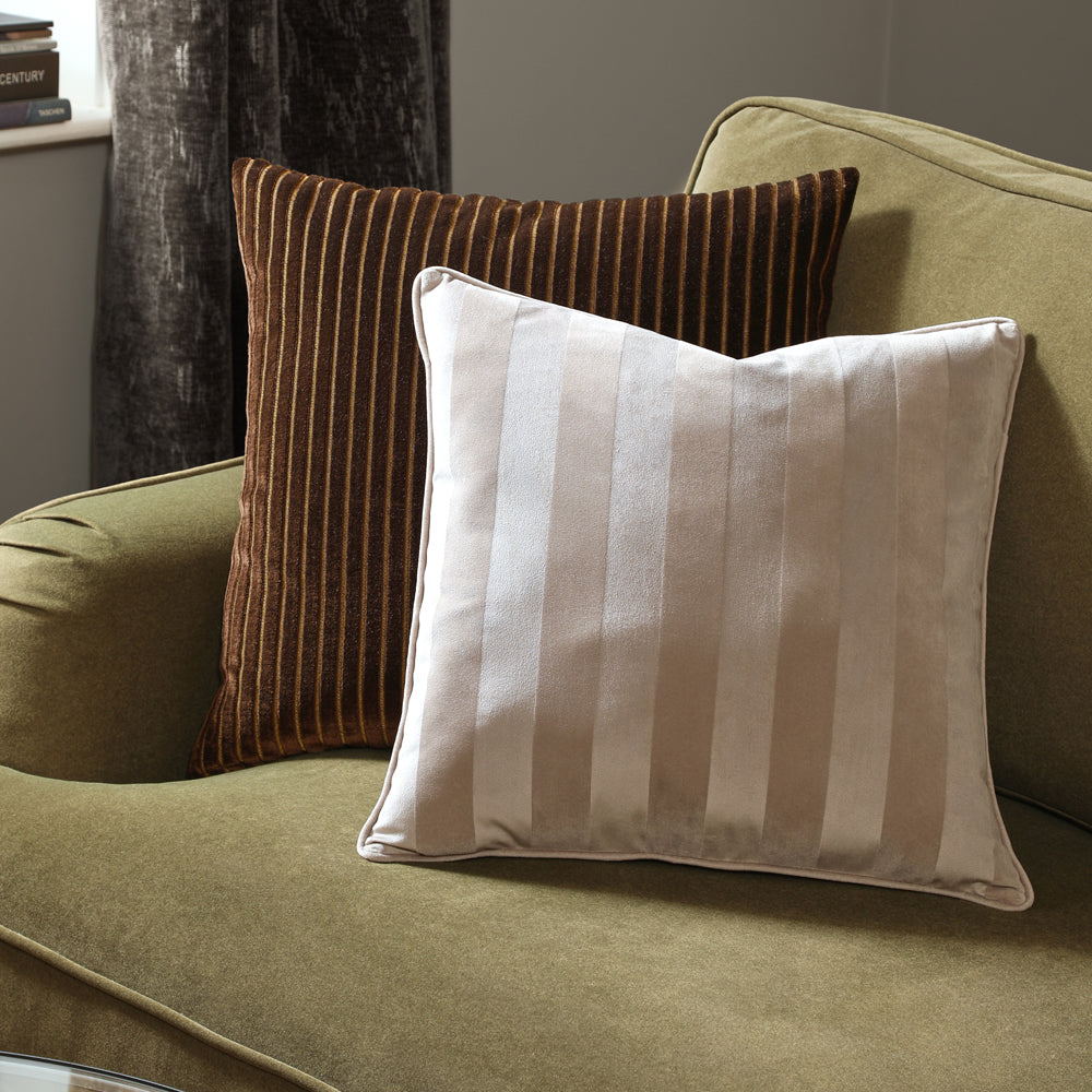 Regency Stripe Velvet Cushion Grey