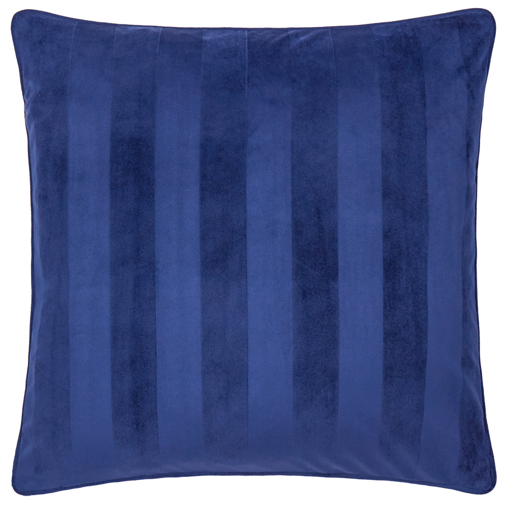 Striped Blue Cushions - Regency Stripe Velvet Cushion Cover Midnight Paoletti