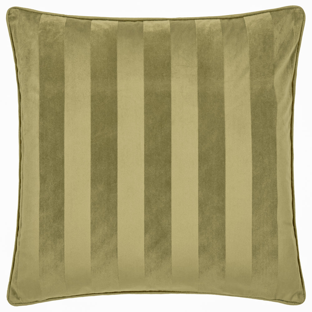 Striped Green Cushions - Regency Stripe Velvet Cushion Cover Olive Paoletti