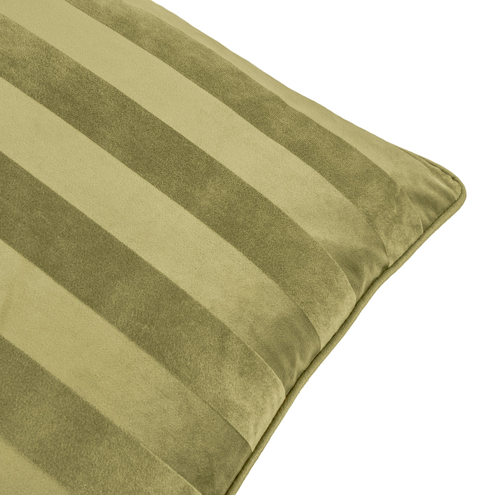 Regency Stripe Velvet Cushion Olive