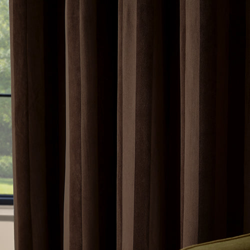Regency Stripe Velvet Fully Lined Eyelet Curtains Chocolate