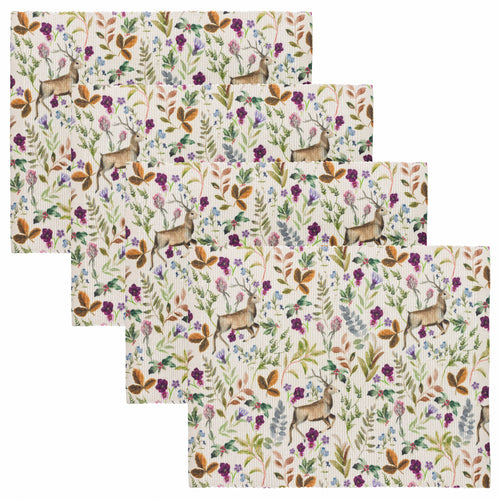 Animal Purple Accessories - Reindeer Set of 4 Christmas Festive Placemats Berry Evans Lichfield