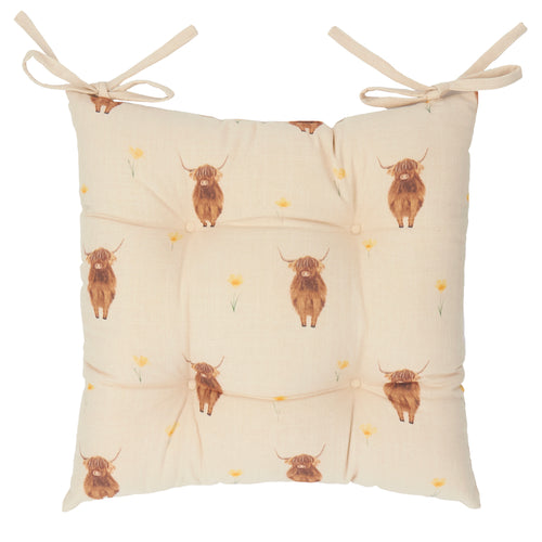 Ramble Highland Cow 2 Pack Cotton Slub Seat Pads Natural