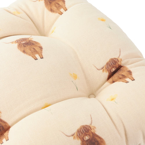 Ramble Highland Cow 2 Pack Cotton Slub Seat Pads Natural