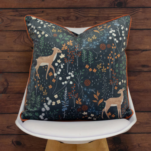 Animal Blue Cushions - Richmond Botanical Woodland Cushion Cover Midnight Blue furn.