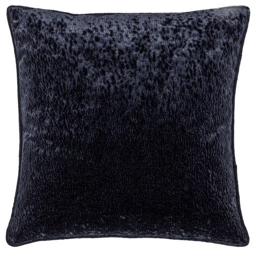Plain Black Cushions - Ripple Plush Velvet Cushion Cover Black Paoletti