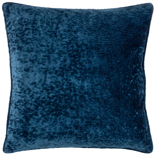 Plain Blue Cushions - Ripple Plush Velvet Cushion Cover Navy Paoletti