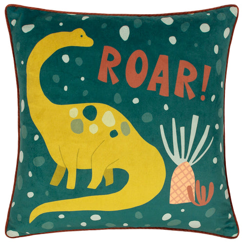 Animal Blue Cushions - Roar Piped Velvet Cushion Cover Teal little furn.